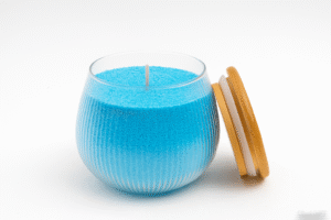ribbed glass jar candle