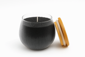 ribbed glass jar candle