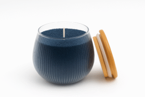 ribbed glass jar candle