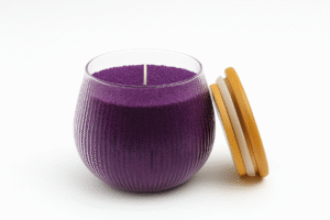 ribbed glass jar candle