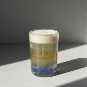 ribbed glass jar candle